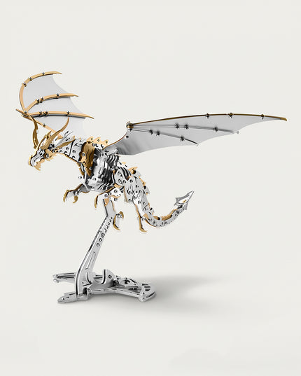 Thunder Pterosaur 3D puzzle Metal Kits - Engage in fun and challenging DIY assembly with opulent metallic-gold details, a regal and futuristic-fantasy premium metal model perfect for luxurious study decor, impressive display, and a glamorous centerpiece for your funny table that merges grandeur with mechanical craftsmanship