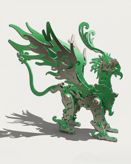 Mechanical Gui Carving 3D puzzle Metal Kits, suitable for puzzle lovers seeking artistic assembly, fantasy and steampunk enthusiasts drawn to its mythical-mecha design, and collectors/hobbyists curating unique decorative pieces, offers a fun and challenging build with elegant metallic-green details. It’s a graceful, fantasy-mecha premium metal model perfect for whimsical living space decor, eye-catching display, and a stylish accent piece for your funny table that blends mythical allure with mechanical arti