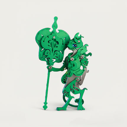 Green Iron Fan Elder 3D-Puzzle-Metallbausatz – Ein selbst zusammenbaubares, faszinierendes Metallmodell für den Schreibtisch mit einem lebendigen, detailreichen und einzigartigen Design einer grünen Kreatur mit Edelsteinaugen. Der Zusammenbau macht Spaß und ist gleichzeitig eine Herausforderung. Dank seiner exquisiten Metallverarbeitung ist es eine faszinierende Wahl für ei