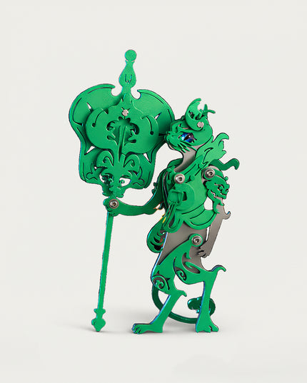 Green Iron Fan Elder 3D-Puzzle-Metallbausatz – Ein selbst zusammenbaubares, faszinierendes Metallmodell für den Schreibtisch mit einem lebendigen, detailreichen und einzigartigen Design einer grünen Kreatur mit Edelsteinaugen. Der Zusammenbau macht Spaß und ist gleichzeitig eine Herausforderung. Dank seiner exquisiten Metallverarbeitung ist es eine faszinierende Wahl für ei