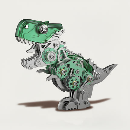 Mechanical Tyrannosaurus Rex 3D puzzle Metal Kit - A thrilling fun toy for dinosaur and mechanics lovers, this DIY-assembled tabletop wonder features a sophisticated, mechanical T-Rex design. It urges you to create a piece of ferocity step by step. Beyond being a dynamic desktop ornament with striking green and metallic details, it serves as an educational resource for kids to delve into dinosaur anatomy and mechanical systems during assembly. It’s also a stylish element for home offices.