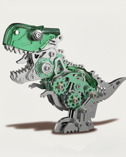 Mechanical Tyrannosaurus Rex 3D puzzle Metal Kit - A thrilling fun toy for dinosaur and mechanics lovers, this DIY-assembled tabletop wonder features a sophisticated, mechanical T-Rex design. It urges you to create a piece of ferocity step by step. Beyond being a dynamic desktop ornament with striking green and metallic details, it serves as an educational resource for kids to delve into dinosaur anatomy and mechanical systems during assembly. It’s also a stylish element for home offices.