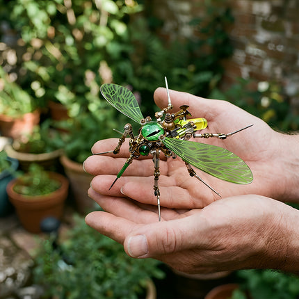 Completed 3D puzzle Metal Kits insect project, an exquisite palm-sized metal model for outdoor enthusiasts and collectors.