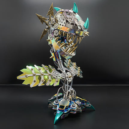 Completed 3D puzzle Metal Kits predator plant, an exquisite and challenging metal model project for adult collectors.