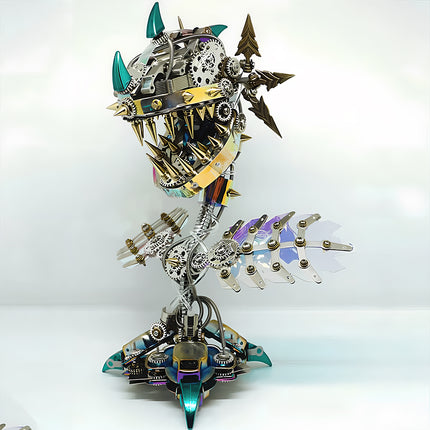 Completed 3D puzzle Metal Kits iridescent monster plant, an advanced and rewarding metal model project for adult hobbyists.