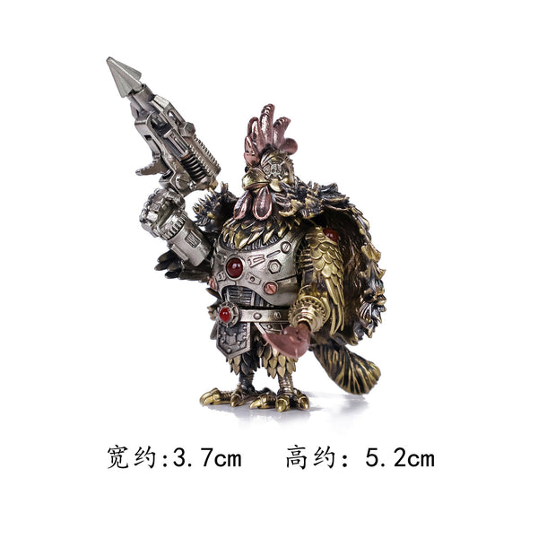 Dimension chart of the magnetic mechanical steampunk rooster warrior metal model, measuring 3.7cm wide and 5.2cm tall.