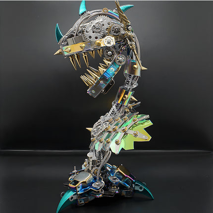 Completed 3D puzzle Metal Kits project of a snapping monster plant, an exquisite and rewarding metal model for adult collectors.
