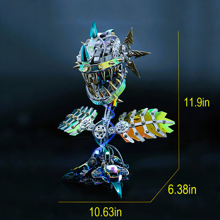 Size chart for the snapping monster 3D puzzle Metal Kits, a large steampunk puzzle with detailed measurements for collectors.