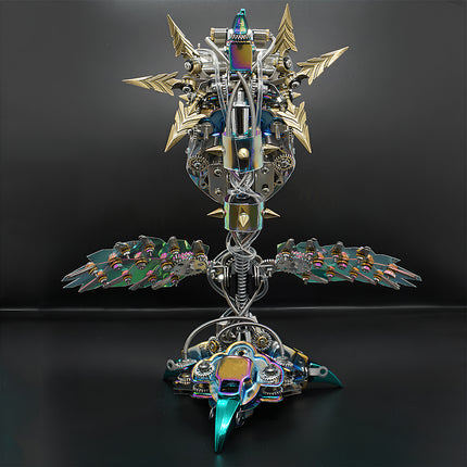 Completed 3D puzzle Metal Kits project featuring a giant mechanical plant, an exquisite metal model for high-end workspace decor.