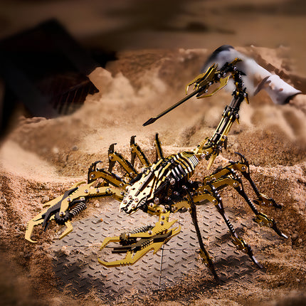 Completed 3D puzzle Metal Kits predator scorpion, an exquisite metal model project for adult hobbyists and collectors.