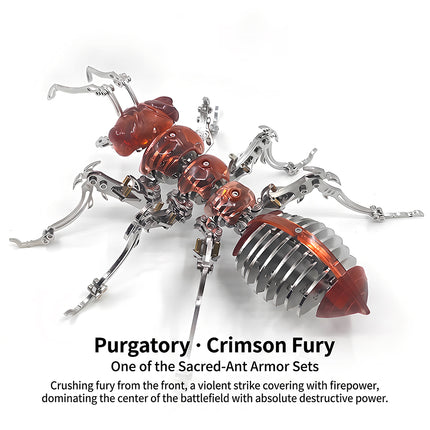 Translucent red Purgatory Crimson Fury armor set variant of tablefunny's 3D metallic mechanical ant puzzle kit.