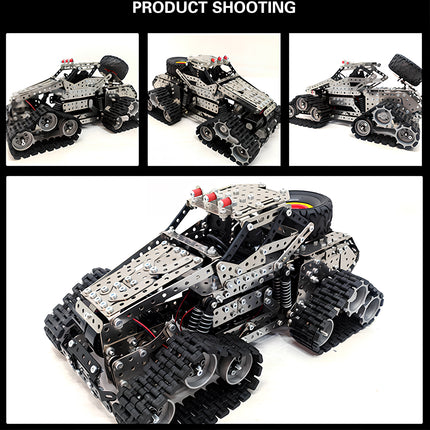 Multi-angle product shooting gallery of the Tablefunny mechanical steampunk crawler bigfoot, showcasing finished model details for 3D puzzle Metal Kits.