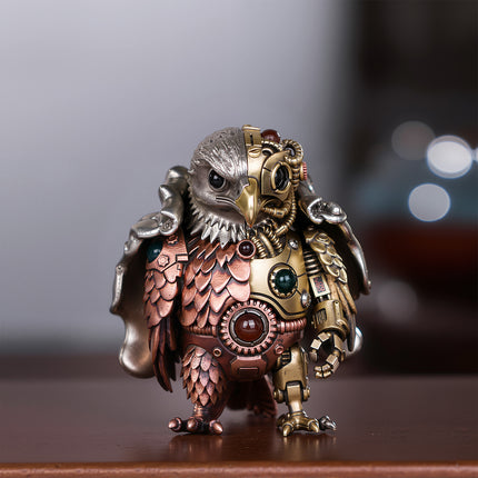 A highly detailed mechanical steampunk eagle warrior metal model with magnetic snap-on armor, part of our premium 3D puzzle Metal Kits.