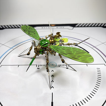  Challenging DIY steampunk puzzle mosquito with bio-mechanical armor, showcasing the high-precision craftsmanship of this metal model.