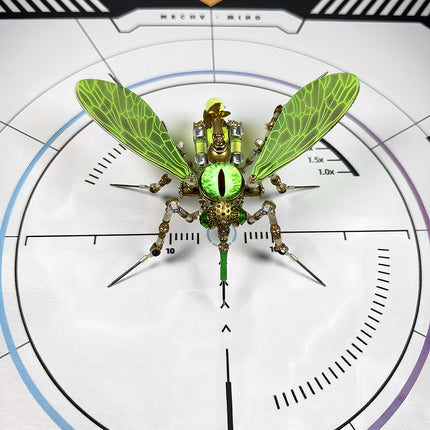 Challenging steampunk puzzle of a robotic mosquito, showcasing the expert craftsmanship of TableFunny 3D puzzle Metal Kits and metal models.