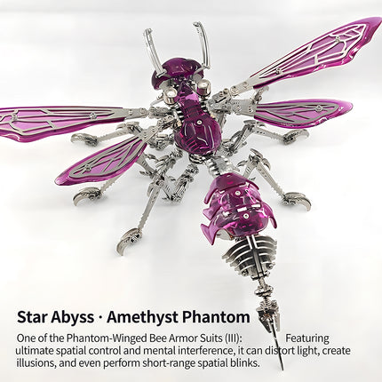 Purple amethyst hornet mechanical steampunk puzzle depicting spatial control and phantom illusion design from tablefunny.