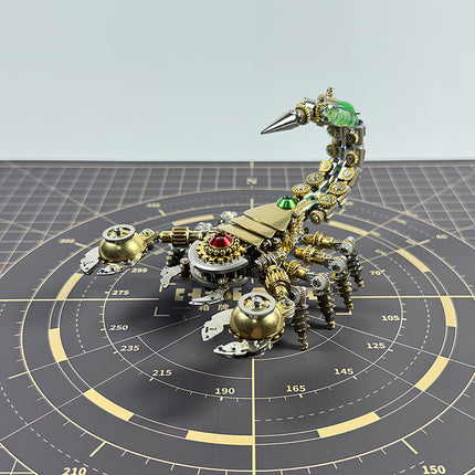 Premium steam punk mech scorpion figurine with articulated tail and claws, a completed 3D puzzle Metal Kit from tablefunny.