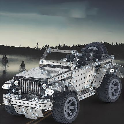Assemble this Metal Kits 3D puzzle off-road vehicle, a great steampunk puzzle project for mechanical enthusiasts.