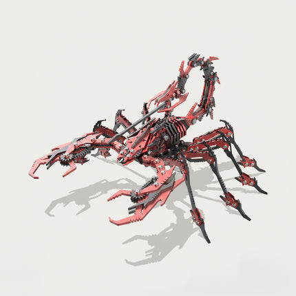 Challenging 3D puzzle Metal Kits red scorpion, an exquisite DIY metal model project for adult hobbyists and gamers.