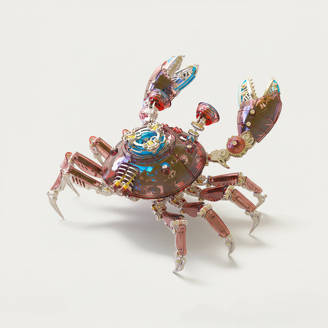 Cyber Crab 3D puzzle Metal Kit - A futuristic fun toy for marine life and tech lovers, this DIY assembled table funny piece features a vibrant, intricate, and cybernetic crustacean design. It invites you to craft a piece of innovation part by part, and the finished cyber crab, with its striking pink and metallic details, becomes a dynamic desktop ornament, making it a captivating fun toy full of sci-fi charm.