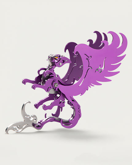 Vibrant purple phoenix metal model, a rewarding DIY 3D puzzle from our premium Metal Kits. Perfect for adding some table fun to your desk.