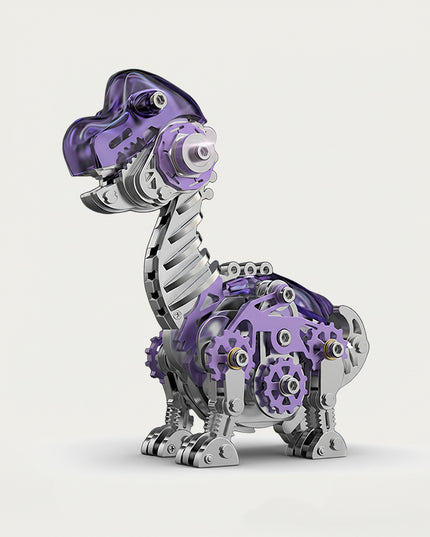 Mechanical Brachiosaurus 3D puzzle Metal Kit - A charming fun toy for dinosaur and mechanics lovers, this DIY assembled table funny piece features an intricate, mechanical Brachiosaurus design. It invites you to craft a piece of whimsy part by part. Beyond being a dynamic desktop ornament with striking purple and metallic details, it serves as an educational tool for kids to learn about dinosaur anatomy and mechanical structures during assembly. It’s also a stylish decor for home offices.