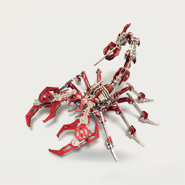 Mechanical Scorpion 3D puzzle Metal Kit - A vibrant fun toy for arachnid and mechanics lovers, this DIY assembled table funny piece features an intricate, mechanical scorpion design. It invites you to craft a piece of dynamism part by part, and the finished mechanical scorpion, with its striking red and metallic details, becomes a dynamic desktop ornament, making it a captivating fun toy full of mechanical allure.