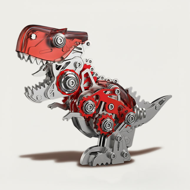 Mechanical Tyrannosaurus Rex 3D puzzle Metal Kit - A gripping fun toy for dinosaur and mechanics lovers, this DIY-assembled tabletop focal point features a bold, mechanical T-Rex structure. It urges you to craft a piece of intensity gradually. Beyond being a dynamic desktop ornament with striking red and metallic details, it acts as an enriching tool for kids to grasp dinosaur anatomy and mechanical systems during assembly. It’s also a stylish accent for home offices.