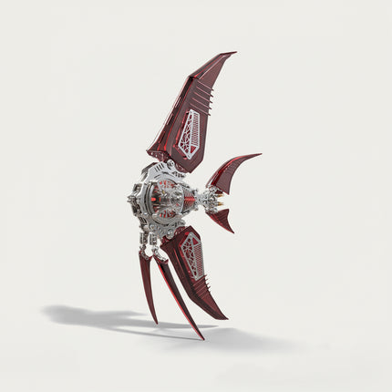Mechanical Angelfish 3D puzzle Metal Kit - A sophisticated fun toy for marine life and mechanics lovers, this DIY assembled table funny piece features an intricate, mechanical fish design. It invites you to craft a piece of artistry part by part, and the finished mechanical angelfish, with its striking red and metallic details, becomes a dynamic desktop ornament, making it a captivating fun toy full of mechanical elegance.