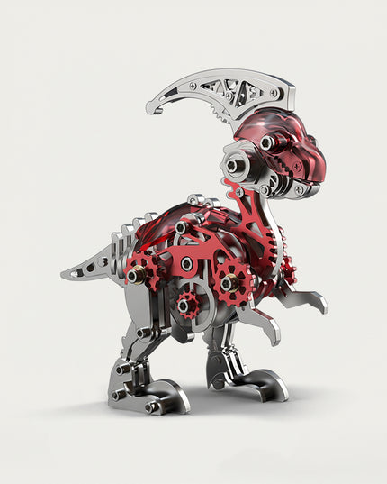 Mechanical Parasaurolophus 3D puzzle Metal Kit - A vibrant fun toy for dinosaur and mechanics aficionados, this DIY-assembled tabletop treasure showcases a sophisticated, mechanical Parasaurolophus design. It inspires you to craft a piece of vitality bit by bit. Beyond being a dynamic desktop ornament with striking red and metallic details, it serves as an instructive aid for kids to explore dinosaur anatomy and mechanical configurations during assembly. It’s also a fashionable touch for home offices.
