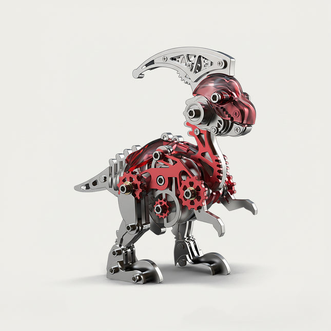 Mechanical Parasaurolophus 3D puzzle Metal Kit - A vibrant fun toy for dinosaur and mechanics aficionados, this DIY-assembled tabletop treasure showcases a sophisticated, mechanical Parasaurolophus design. It inspires you to craft a piece of vitality bit by bit. Beyond being a dynamic desktop ornament with striking red and metallic details, it serves as an instructive aid for kids to explore dinosaur anatomy and mechanical configurations during assembly. It’s also a fashionable touch for home offices.