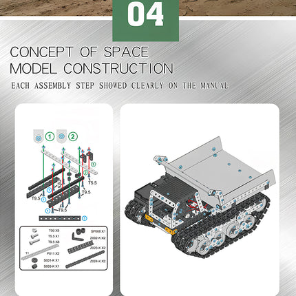 Assembly instructions and step-by-step manual for the Tablefunny steam punk mech, highlighting space model construction for metal model enthusiasts.