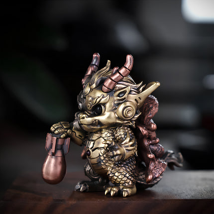 Collectible chibi mechanical steampunk dragon metal model, featuring easy magnetic assembly. This detailed steam punk mech 3D puzzle is a unique metal kit for fantasy enthusiasts.