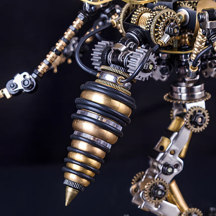 Macro close-up of the mechanical steampunk hornet abdomen, 3D puzzle metal kits by TableFunny.