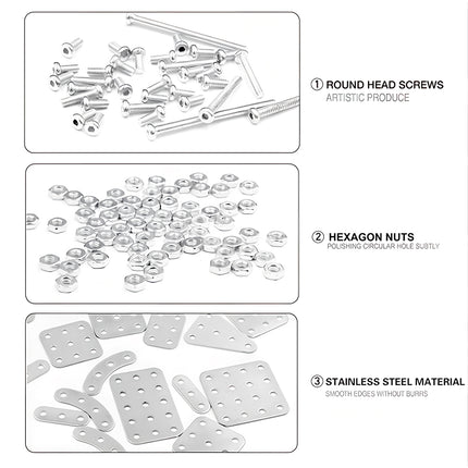 Stainless steel round head screws, hexagon nuts, and metal parts of the Tablefunny steampunk puzzle crawler bigfoot for 3D puzzle Metal Kits.