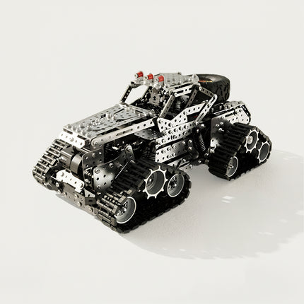 Clean studio shot of the Tablefunny steampunk puzzle crawler bigfoot metal model, designed for fans of 3D puzzle Metal Kits.