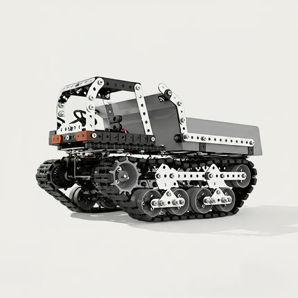 Studio shot of the Tablefunny crawler dump truck, a premier steampunk puzzle and metal model for enthusiasts of 3D puzzle Metal Kits.