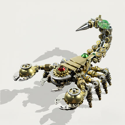 A completed steampunk puzzle scorpion, high-quality 3D puzzle Metal Kit for adult hobbyists and collectors.