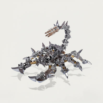 Assembled steampunk scorpion 3D puzzle metal kits, a highly detailed mechanical steampunk metal model with articulated tail and claws.
