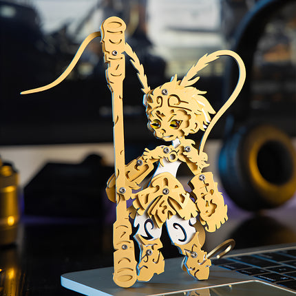 Sun Wukong steam punk mech metal model, 3D puzzle metal kit for tabletop decor.