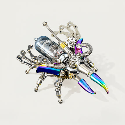Tablefunny Colorful Vacuum Tube Mechanical Beetle 3D metal puzzle, steampunk beetle DIY metal assembly model, desktop insect ornament gift