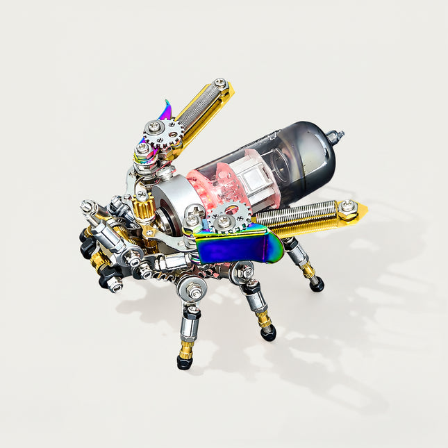 Tablefunny Colorful Vacuum Tube Mechanical Fly 3D metal puzzle, steampunk fly DIY metal assembly model, desktop insect ornament gift