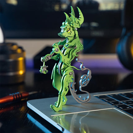 Metallic green mythical beast mechanical steampunk 3D puzzle metal kit.