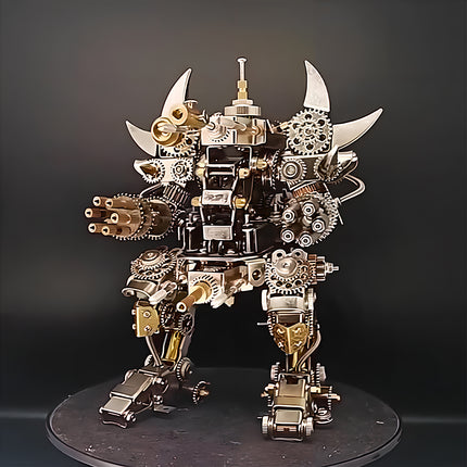 Steampunk Minotaur 3D Metal Assembly Model, DIY metal puzzle kit, steampunk mechanical minotaur robot metal model with intricate gear machinery for desk display decor and collection