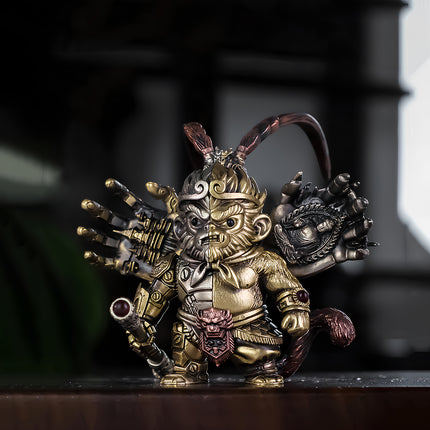 Tablefunny's impressive steampunk Monkey King metal model, featuring a multi-armed mechanical steampunk design with rich metallic finishes, a powerful 3D puzzle creation or collectible metal model.
