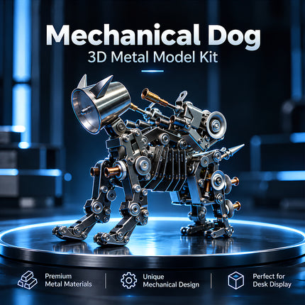 Mechanical Dog 3D Metal Model Kit, DIY steampunk metal puzzle assembly model, collectible articulated mechanical dog metal model for desk display decor