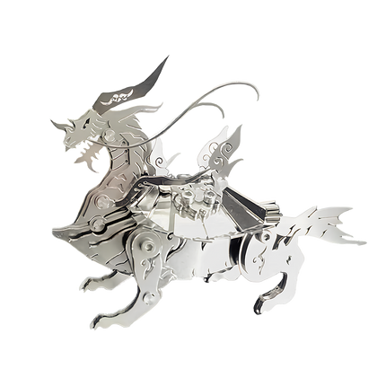 Xuanwu-inspired steampunk puzzle metal kit, a detailed metal model showcasing a unique mechanical steampunk design on a transparent background. Perfect 3D puzzle for enthusiasts.