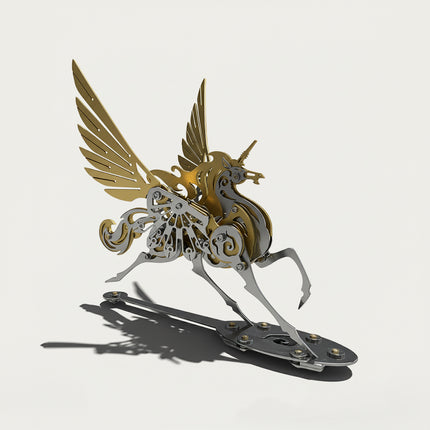 Luxe Gold-Silver Pegasus 3D Puzzle Metal Model - Hand-Assembled DIY Metal Kits as Atmospheric Funny Table Ornament